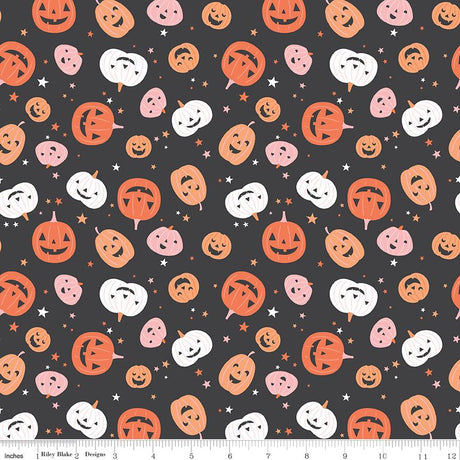 Hey Pumpkin Pumpkins Blush Yardage C16031-Charcoal by My Mind's Eye for Riley Blake Designs Sold in 1/2 yard increments