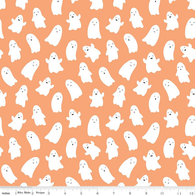 Hey Pumpkin Ghosts Pink Yardage C16032-Pink by My Mind's Eye for Riley Blake Designs Sold in 1/2 yard increments