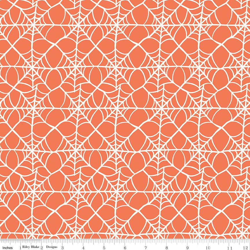 Hey Pumpkin Web Orange Yardage C16033-Orange by My Mind's Eye for Riley Blake Designs Sold in 1/2 yard increments
