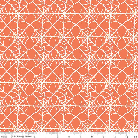 Hey Pumpkin Web Orange Yardage C16033-Orange by My Mind's Eye for Riley Blake Designs Sold in 1/2 yard increments