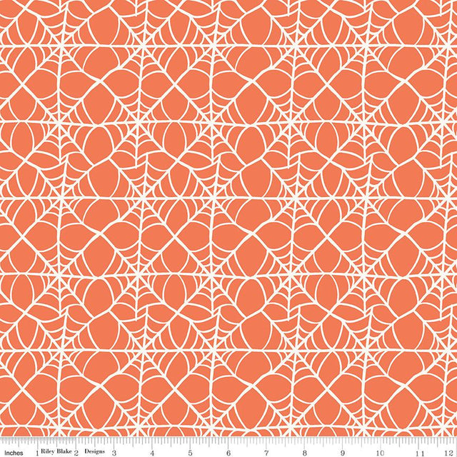 Hey Pumpkin Web Orange Yardage C16033-Orange by My Mind's Eye for Riley Blake Designs Sold in 1/2 yard increments