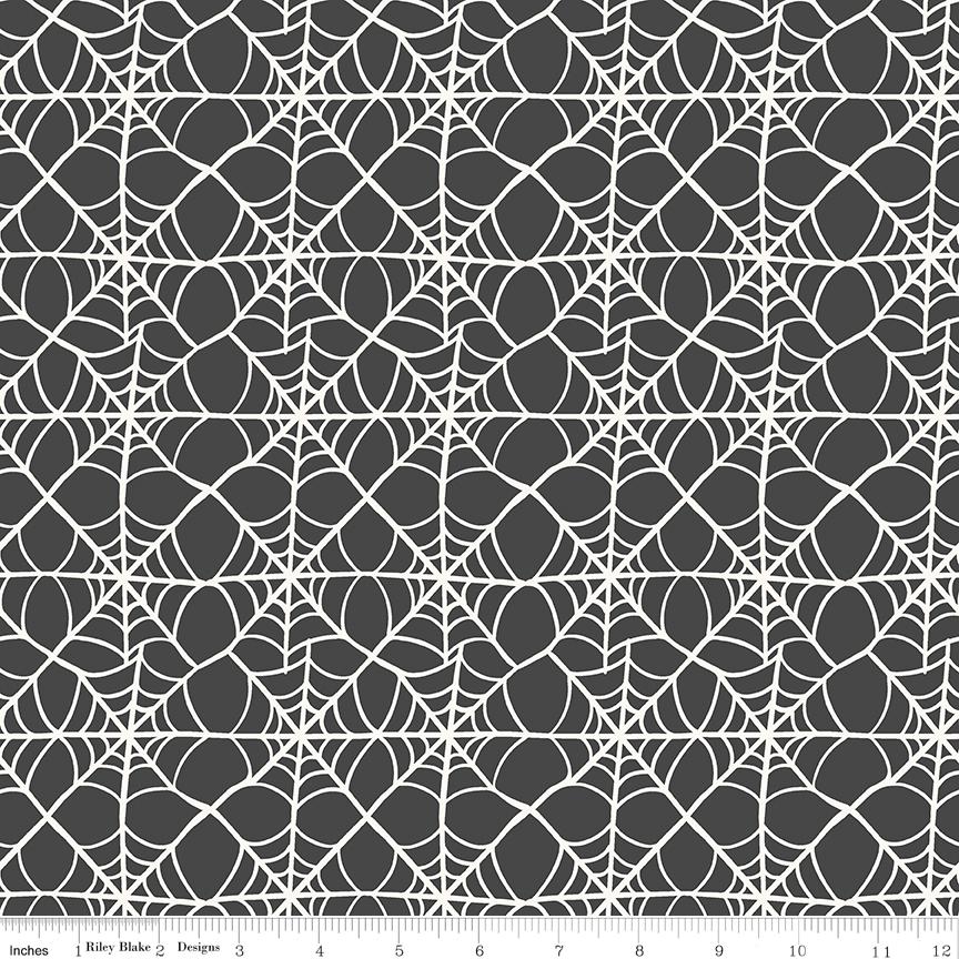 Hey Pumpkin Web Charcoal Yardage C16033-Charcoal by My Mind's Eye for Riley Blake Designs Sold in 1/2 yard increments