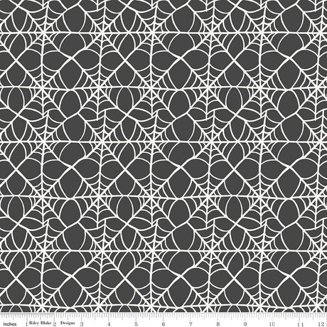 Hey Pumpkin Web Charcoal Yardage C16033-Charcoal by My Mind's Eye for Riley Blake Designs Sold in 1/2 yard increments