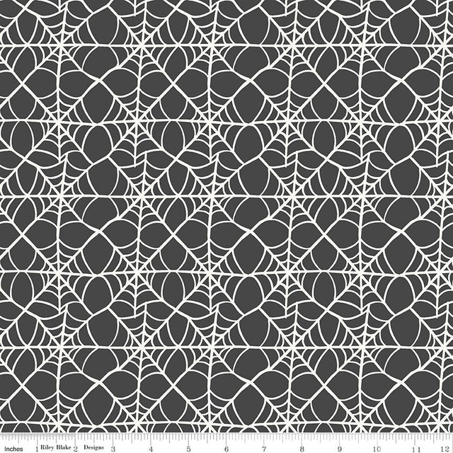 Hey Pumpkin Web Charcoal Yardage C16033-Charcoal by My Mind's Eye for Riley Blake Designs Sold in 1/2 yard increments