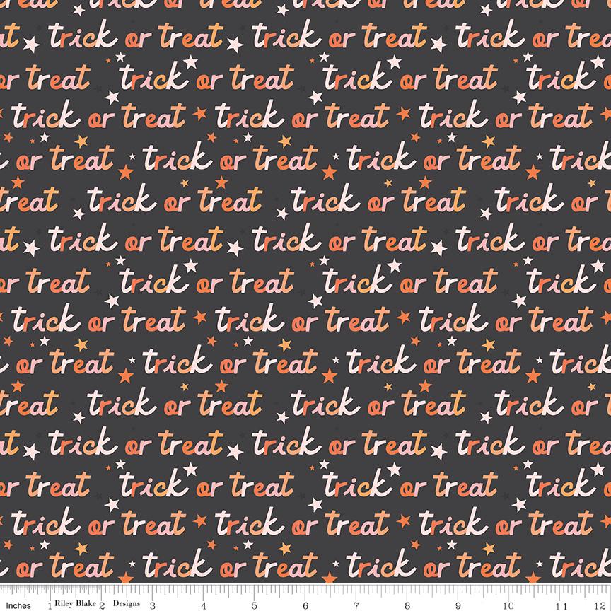 Hey Pumpkin Trick or Treat Yardage C16034-White White by My Mind's Eye for Riley Blake Designs Sold in 1/2 yard increments