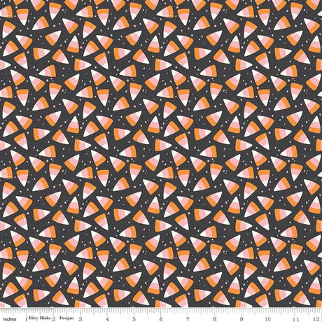 Hey Pumpkin Candy Corn Charcoal Yardage C16035-Charcoal by My Mind's Eye for Riley Blake Designs Sold in 1/2 yard increments