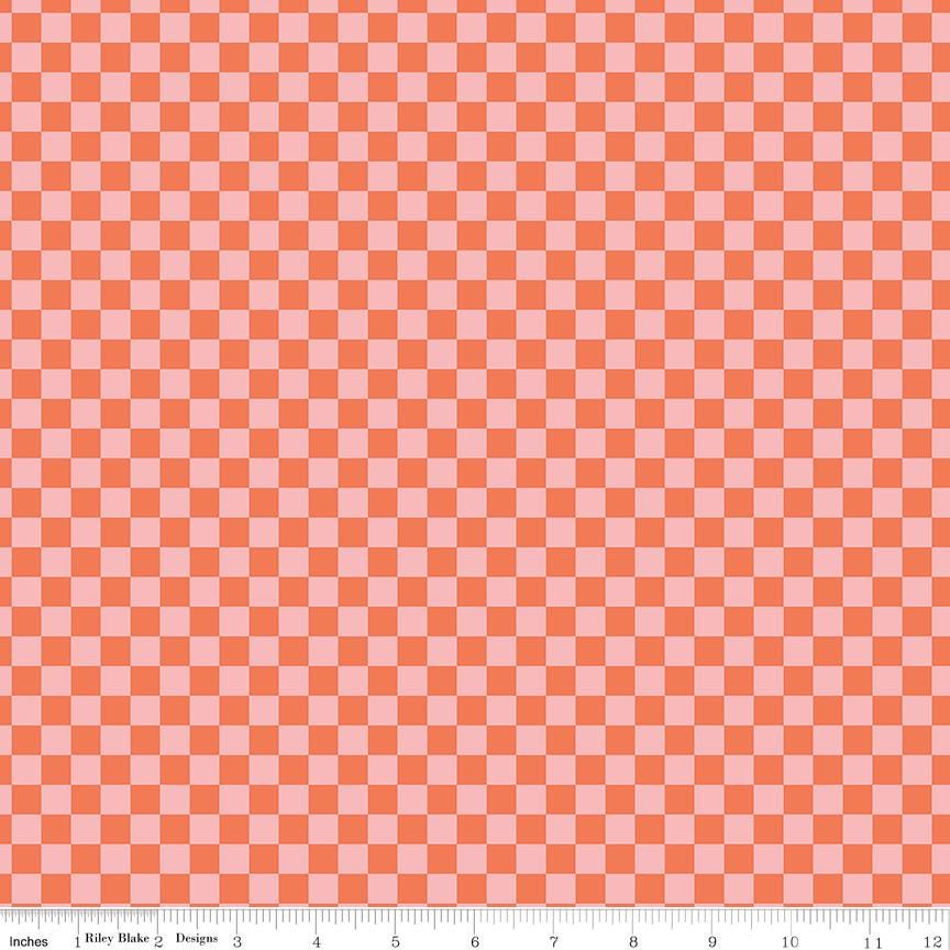 Hey Pumpkin Checks Pink Yardage C16036-Pink by My Mind's Eye for Riley Blake Designs Sold in 1/2 yard increments