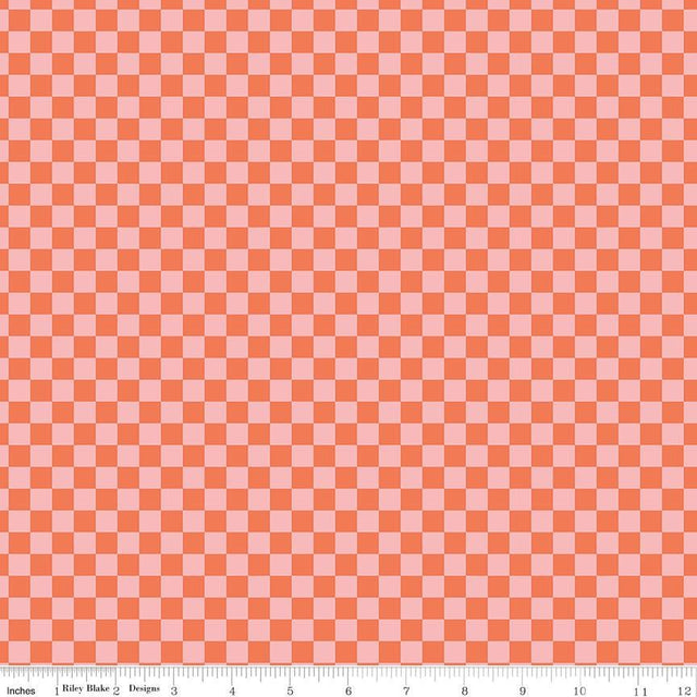 Hey Pumpkin Checks Pink Yardage C16036-Pink by My Mind's Eye for Riley Blake Designs Sold in 1/2 yard increments