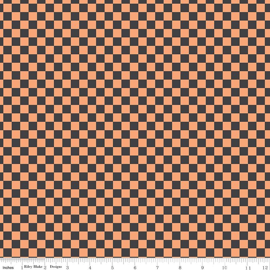Hey Pumpkin Checks Charcoal Yardage C16036-Charcoal by My Mind's Eye for Riley Blake Designs Sold in 1/2 yard increments
