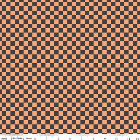 Hey Pumpkin Checks Charcoal Yardage C16036-Charcoal by My Mind's Eye for Riley Blake Designs Sold in 1/2 yard increments