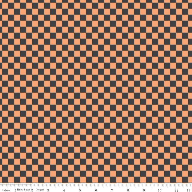 Hey Pumpkin Checks Charcoal Yardage C16036-Charcoal by My Mind's Eye for Riley Blake Designs Sold in 1/2 yard increments