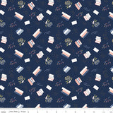 Between the Pages Bookish Life Navy Yardage C15371-Navy by Fran Gulick of Cotton and Joy for Riley Blake Designs Sold in 1/2 yard increments