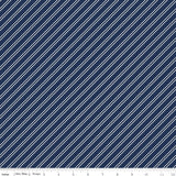 Between the Pages Stripes Navy Yardage C15374-Navy by Fran Gulick of Cotton and Joy for Riley Blake Designs Sold in 1/2 yard increments