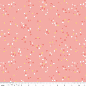 Between the Pages Flower Coral Yardage C15376-Coral by Fran Gulick of Cotton and Joy for Riley Blake Designs Sold in 1/2 yard increments