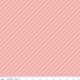 Between the Pages Stripes Coral Yardage C15374-Coral by Fran Gulick of Cotton and Joy for Riley Blake Designs Sold in 1/2 yard increments