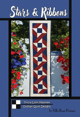 Stars and Ribbons Quilt Pattern Only - INSTANT DIGITAL DOWNLOAD - From Tricia Lynn Maloney for Villa Rosa Designs Size 13" x 49"