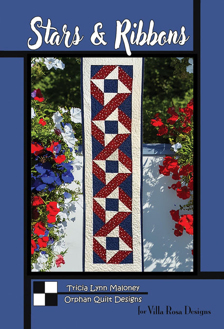 Stars and Ribbons Quilt Pattern Only - INSTANT DIGITAL DOWNLOAD - From Tricia Lynn Maloney for Villa Rosa Designs Size 13" x 49"