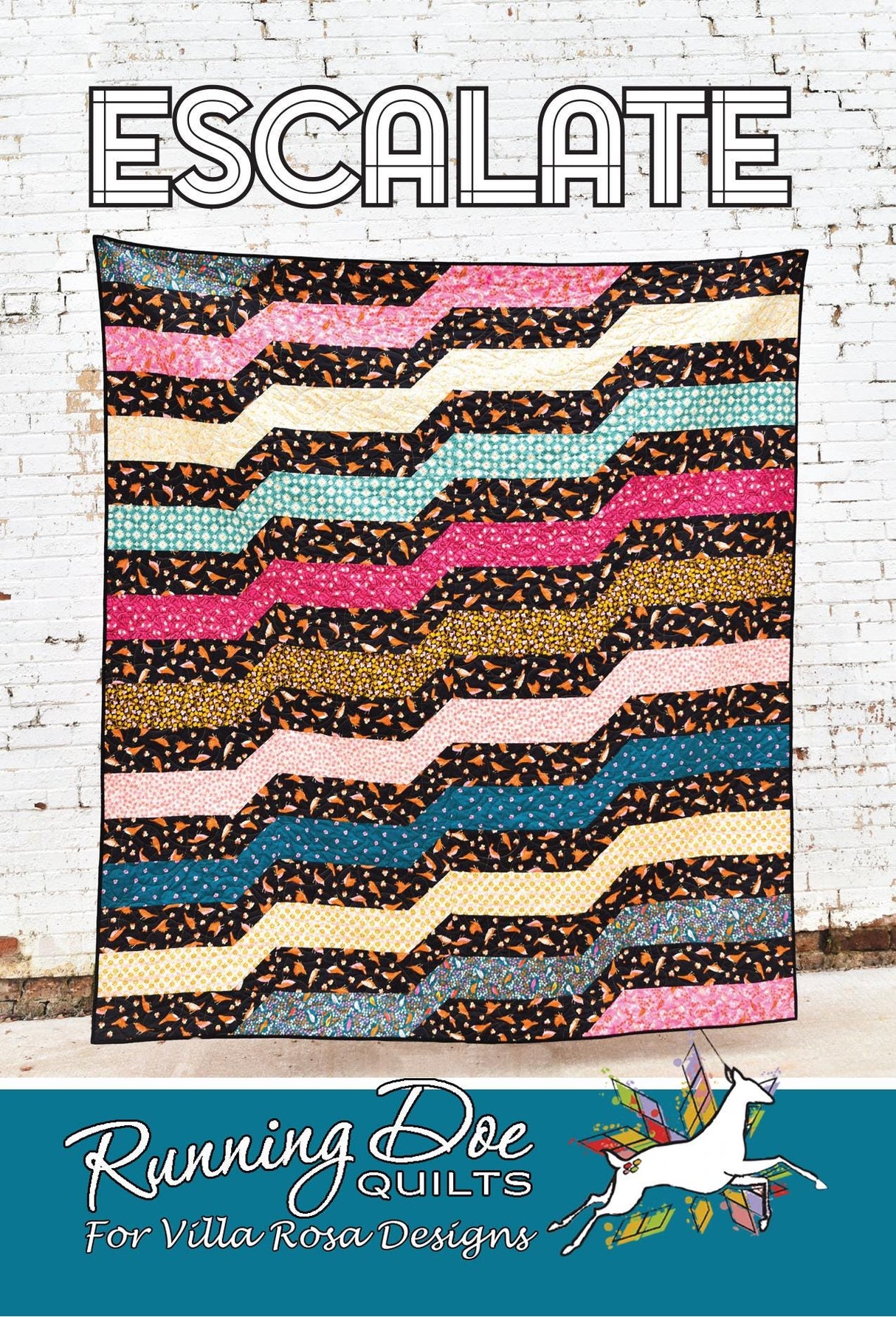 Escalate Quilt Pattern Only - INSTANT DIGITAL DOWNLOAD - From Running Doe Quilts for Villa Rosa Designs Size 80" x 90"