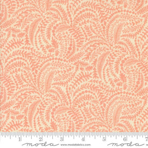 a repeating pattern of orange leaves and branches on a light beige background.