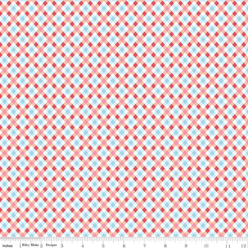 Love Notes Plaid Apricot Yardage C16386-Apricot by Lindsay Wilkes for Riley Blake Designs 1/2 yard increment cut continuously