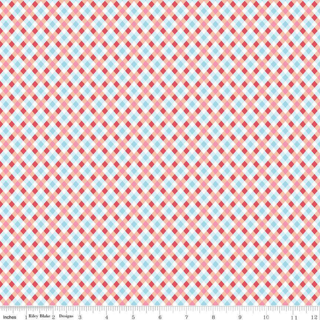 Love Notes Plaid Apricot Yardage C16386-Apricot by Lindsay Wilkes for Riley Blake Designs 1/2 yard increment cut continuously