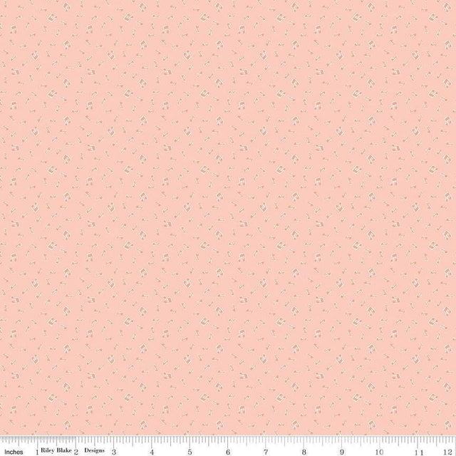 Love Notes Music Notes Apricot Yardage C16384-Apricot by Lindsay Wilkes for Riley Blake Designs 1/2 yard increment cut continuously