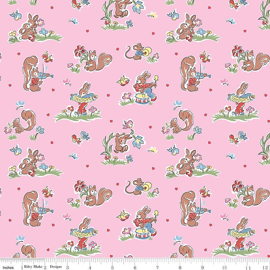 Love Notes Main Pink Yardage C16380-Pink by Lindsay Wilkes for Riley Blake Designs 1/2 yard increments cut continuously