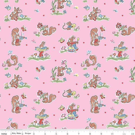 Love Notes Main Pink Yardage C16380-Pink by Lindsay Wilkes for Riley Blake Designs 1/2 yard increments cut continuously