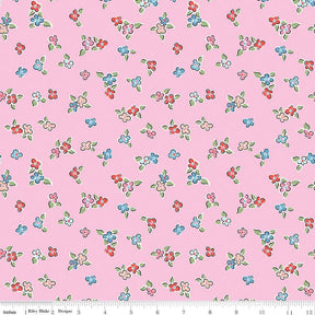 Love Notes Flowers Pink Yardage C16381-Pink by Lindsay Wilkes for Riley Blake Designs 1/2 yard increments cut continuously
