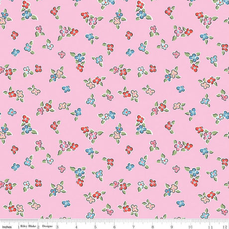 Love Notes Flowers Pink Yardage C16381-Pink by Lindsay Wilkes for Riley Blake Designs 1/2 yard increments cut continuously