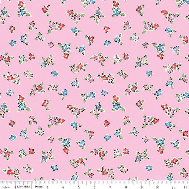 Love Notes Flowers Pink Yardage C16381-Pink by Lindsay Wilkes for Riley Blake Designs 1/2 yard increments cut continuously