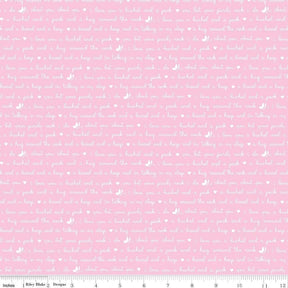 Love Notes Text Pink Yardage C16385-Pink by Lindsay Wilkes for Riley Blake Designs 1/2 yard increment cut continuously