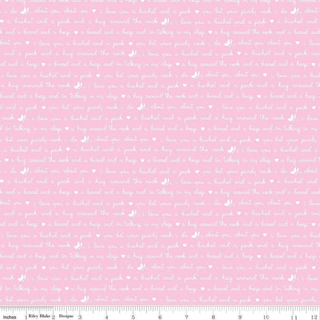 Love Notes Text Pink Yardage C16385-Pink by Lindsay Wilkes for Riley Blake Designs 1/2 yard increment cut continuously
