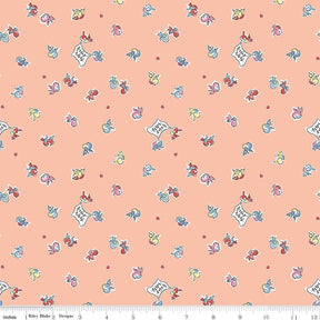 Love Notes Songbirds Apricot Yardage C16382-Apricot by Lindsay Wilkes for Riley Blake Designs 1/2 yard increments cut continuously