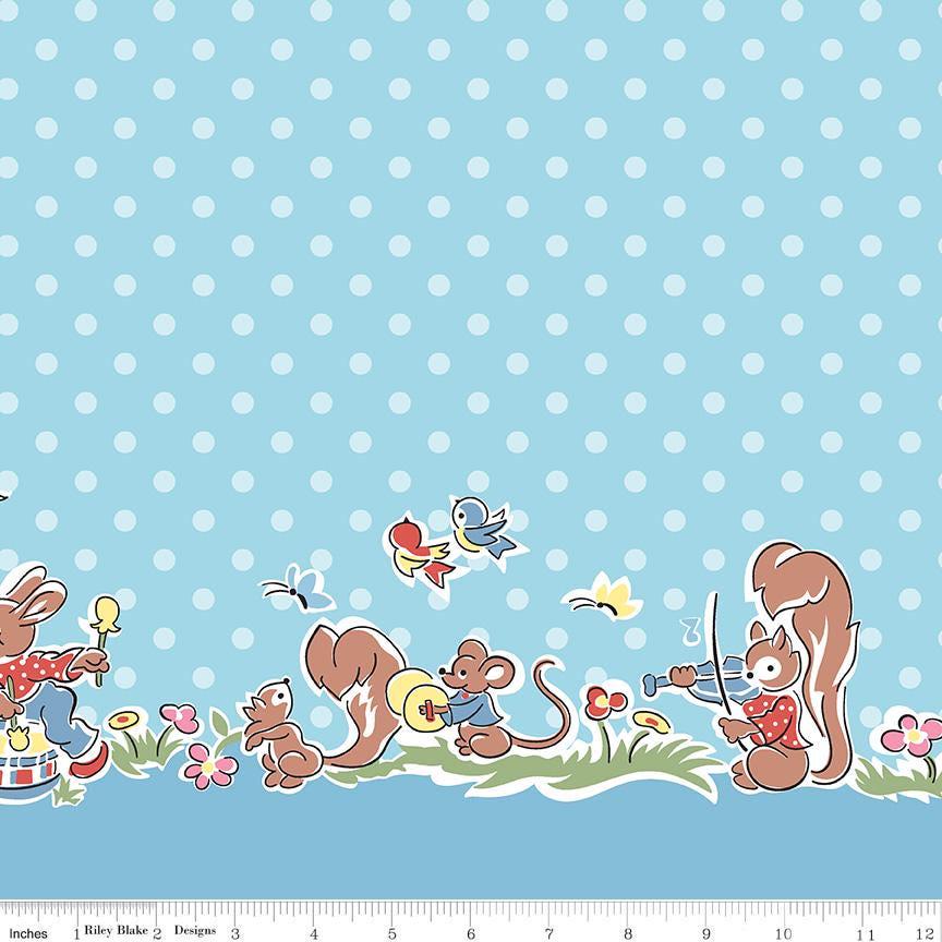 Love Notes Border Blue Yardage C16387-Blue by Lindsay Wilkes for Riley Blake Designs 1/2 yard increment cut continuously