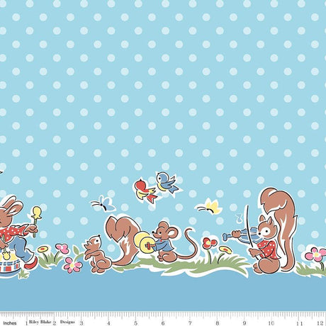 Love Notes Border Blue Yardage C16387-Blue by Lindsay Wilkes for Riley Blake Designs 1/2 yard increment cut continuously