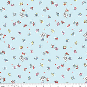 Love Notes Songbirds Sky Yardage C16382-Sky by Lindsay Wilkes for Riley Blake Designs 1/2 yard increments cut continuously