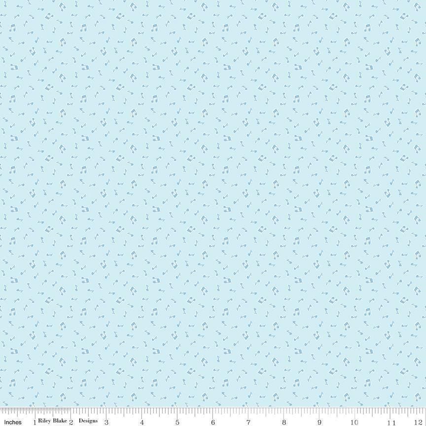 Love Notes Music Notes Blue Yardage C16384-Blue by Lindsay Wilkes for Riley Blake Designs 1/2 yard increment cut continuously