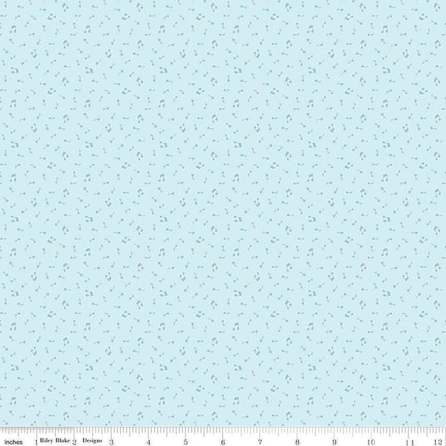Love Notes Music Notes Blue Yardage C16384-Blue by Lindsay Wilkes for Riley Blake Designs 1/2 yard increment cut continuously