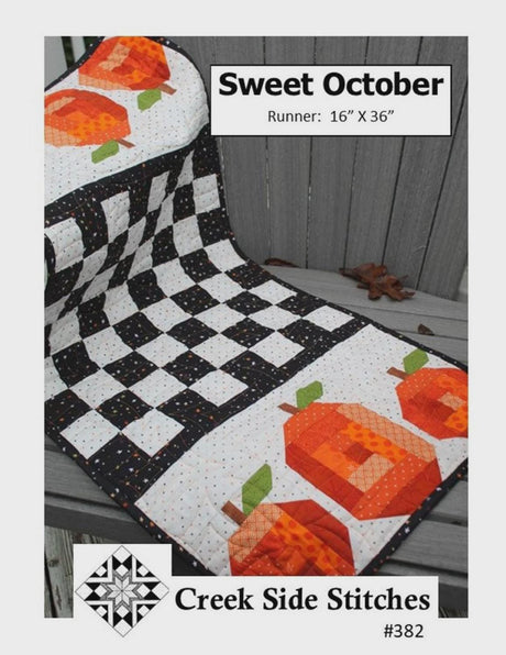 Sweet October Table Runner Printed Pattern Only CSS382 From Creek Side Stitches Bin MP