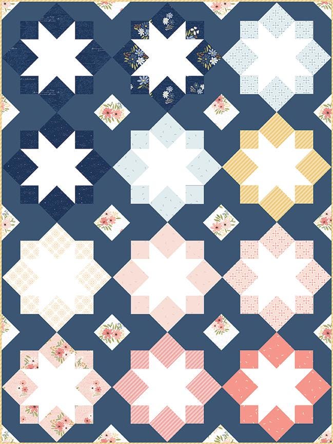Between the Pages Flower Coral Yardage C15376-Coral by Fran Gulick of Cotton and Joy for Riley Blake Designs Sold in 1/2 yard increments