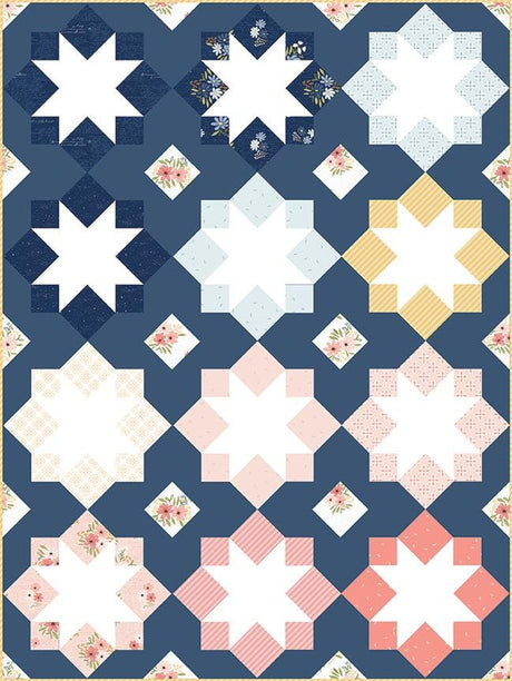 Between the Pages Starlight Navy Yardage C15377-Navy by Fran Gulick of Cotton and Joy for Riley Blake Designs Sold in 1/2 yard increments