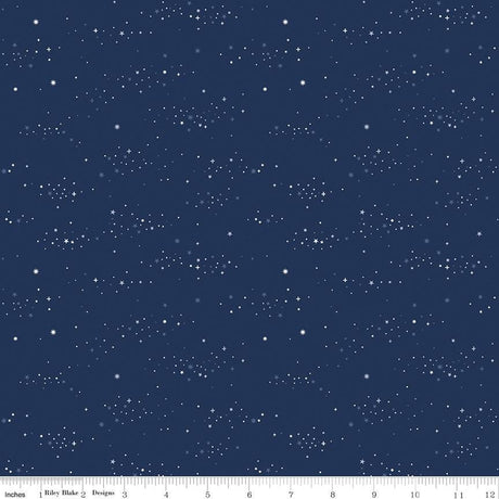 Between the Pages Starlight Navy Yardage C15377-Navy by Fran Gulick of Cotton and Joy for Riley Blake Designs Sold in 1/2 yard increments
