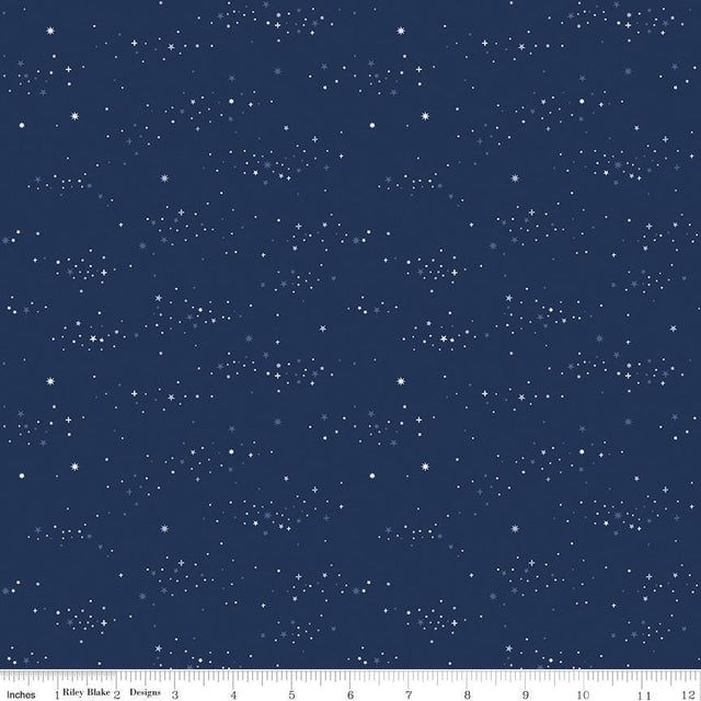 Between the Pages Starlight Navy Yardage C15377-Navy by Fran Gulick of Cotton and Joy for Riley Blake Designs Sold in 1/2 yard increments