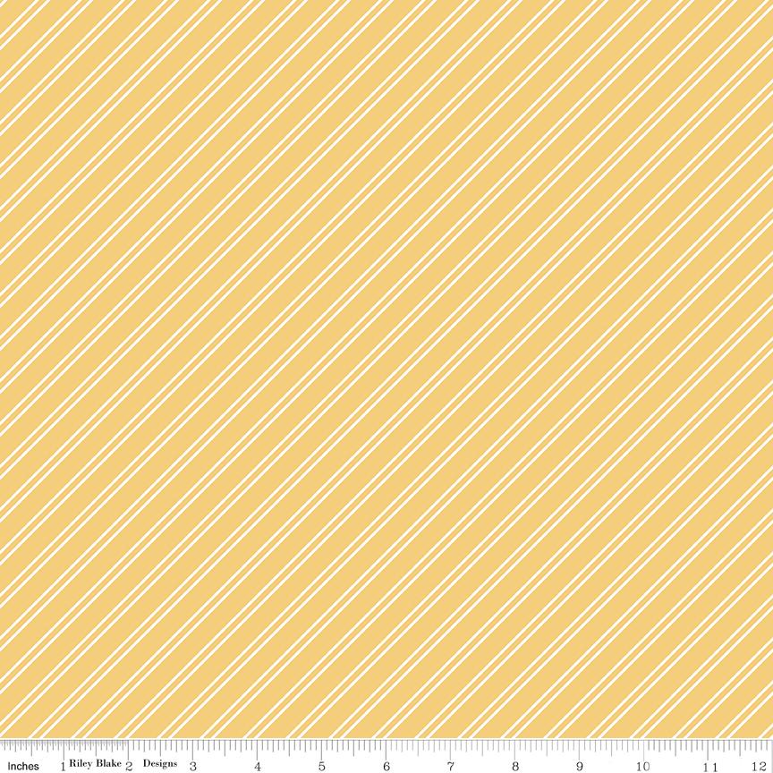 Between the Pages Stripes Honey Yardage C15374-Honey by Fran Gulick of Cotton and Joy for Riley Blake Designs Sold in 1/2 yard increments