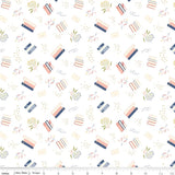 End of Bolt 20 inches - Between the Pages Bookish Life Yardage C15371-White by Fran Gulick for Riley Blake Designs EOB 3452
