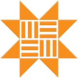 an orange and white logo with a star in the middle
