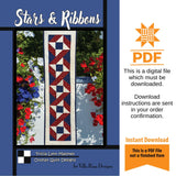Stars and Ribbons Quilt Pattern Only - INSTANT DIGITAL DOWNLOAD - From Tricia Lynn Maloney for Villa Rosa Designs Size 13" x 49"