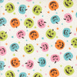 a repeating pattern of Halloween pumpkins in various colors and sizes, along with small stars scattered throughout the design.