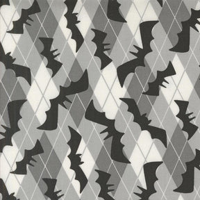 a repeating pattern of black bat silhouettes against a white background, creating a visually striking and geometric design.